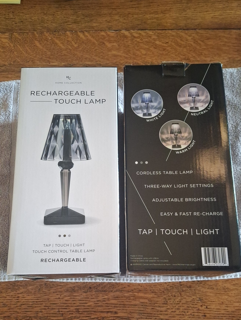 G Home Collection Rechargeable Touch Lamp - Black and Silver Accent